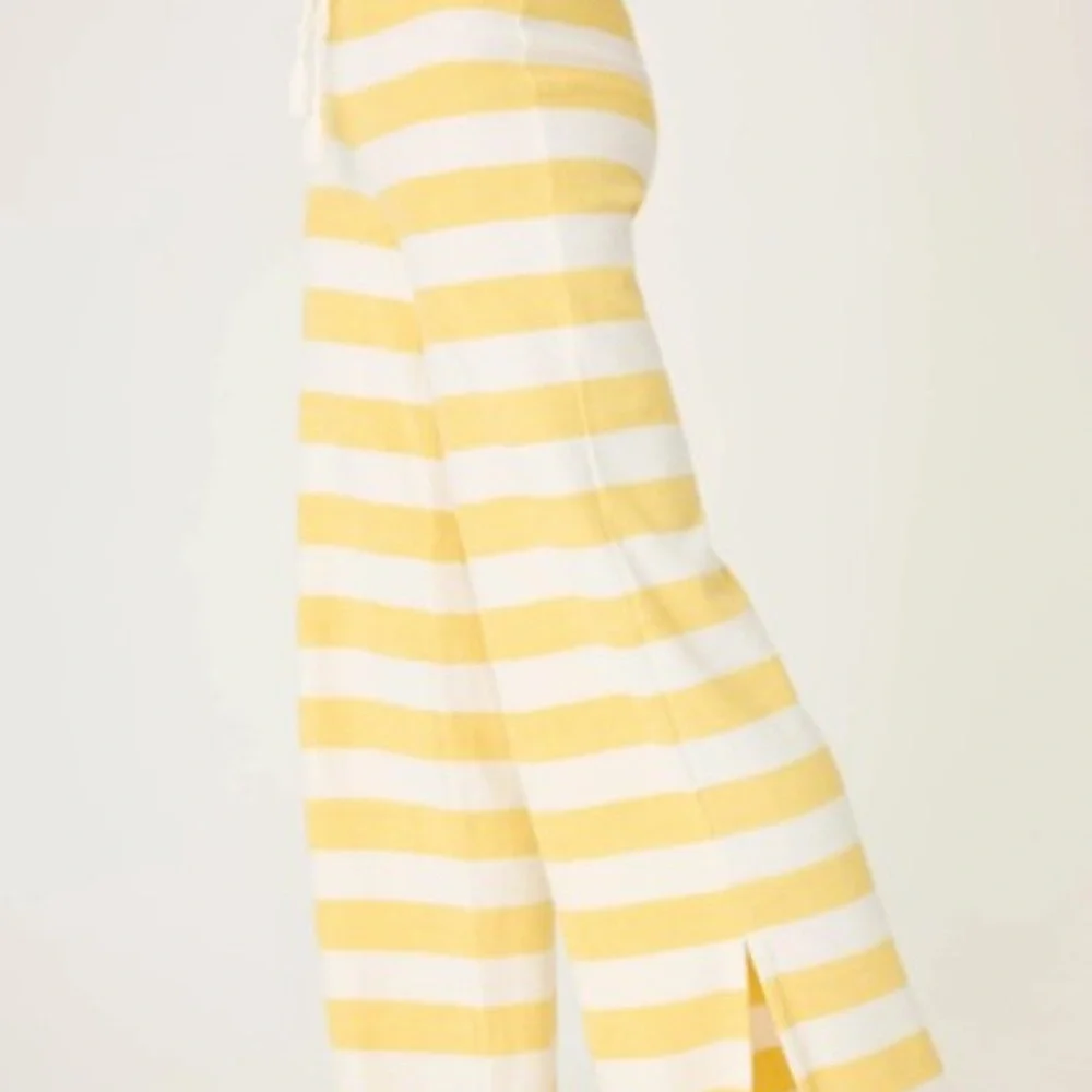 P.J. Salvage Cabana Paradise Stripe Pajama Pants Lemon Size Medium Women's - Picture 4 of 10